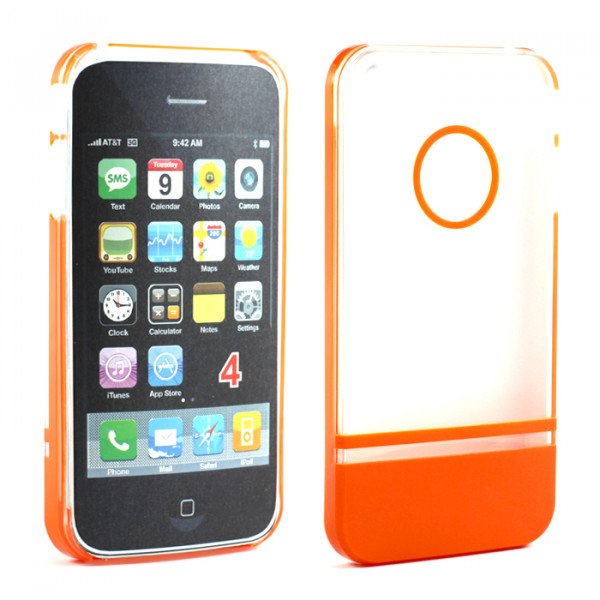 Wholesale iPhone 4 4S Two Tone Case (ClearOrange)